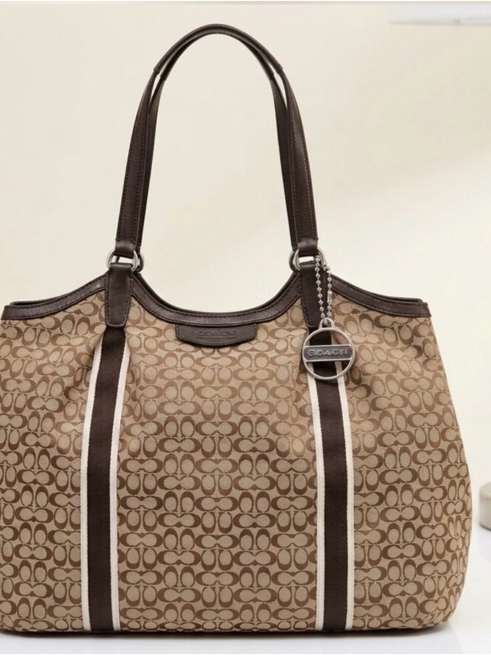 Authentic Coach Signature Jacquard Stripe tote | Y2K vintage shoulder bag